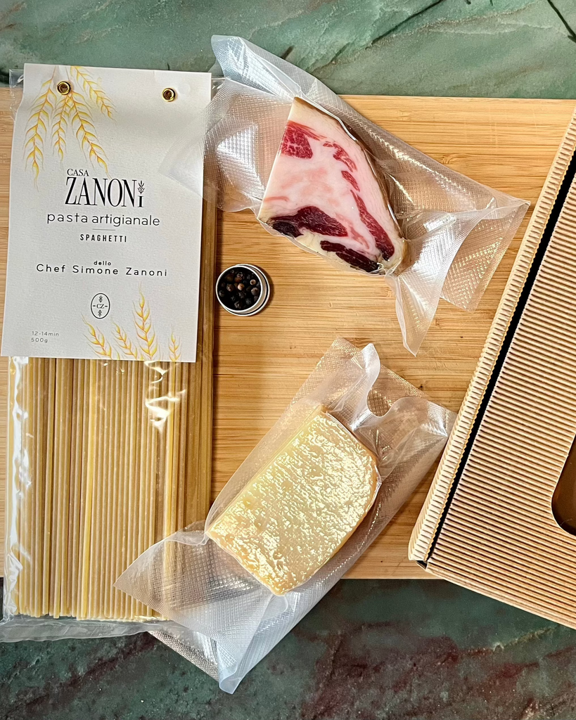 coffret pâtes carbonara à la maison, recette simone zanoni